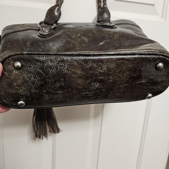 Patricia Nash Burnished Cutout Tooled Tourquoise Adaline Tote w/ Matching Pouch - Picture 7 of 14